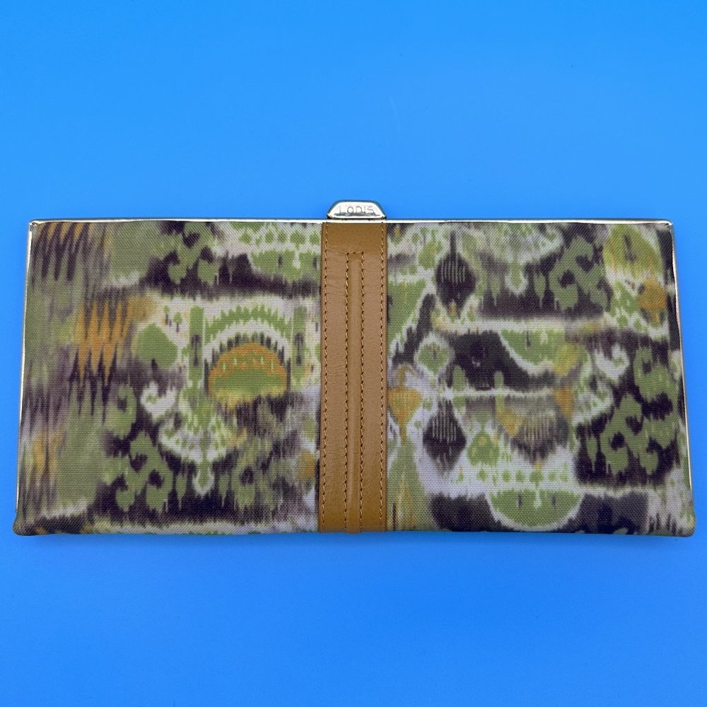 476. EUC Lodis Retro Inspired Green Yellow and Brown Vegan Leather Wallet/Clutch - Picture 1 of 7